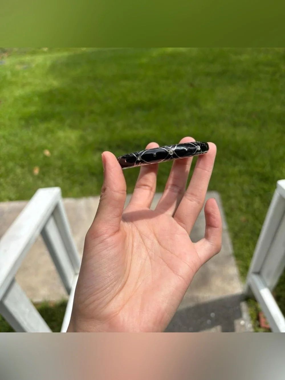 Y2K Black & Silver Bracelet W Rhinestones